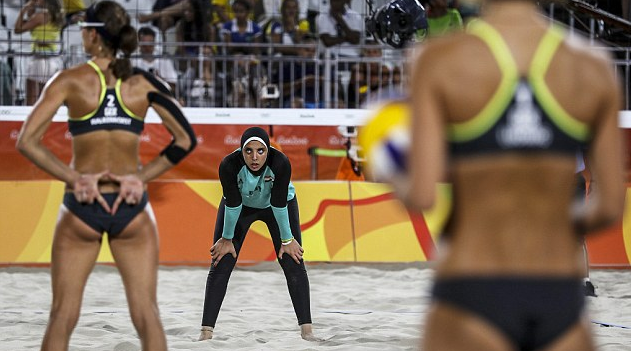 The cover-ups vs. the cover-nots: Egyptian and German beach volleyball players highlight the cultural divide between Western and Islamic women’s teams