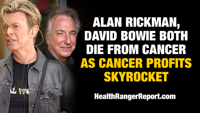 Alan Rickman, David Bowie both die from cancer as cancer profits skyrocket