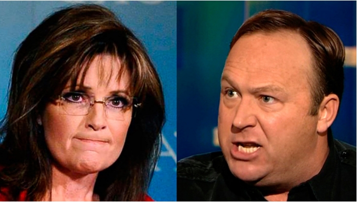 WATCH: Alex Jones flip-flops on Sarah Palin, calls her “New World Order hooker” before endorsing her as “real deal”