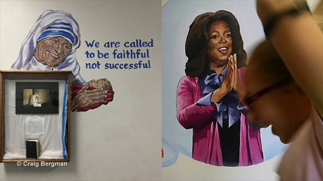 Michigan school replaces murals honoring heroes from Gandhi to space shuttle astronauts with images of Obama, Oprah
