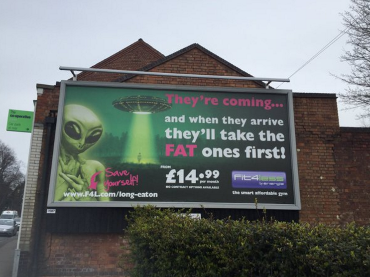 Truth hurts: you’re not going to believe why this silly alien-themed gym billboard is offending people