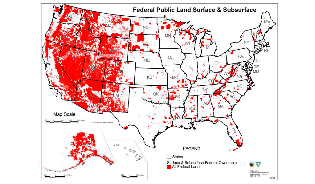 This shocking map illustrates how much land the Federal Government really owns